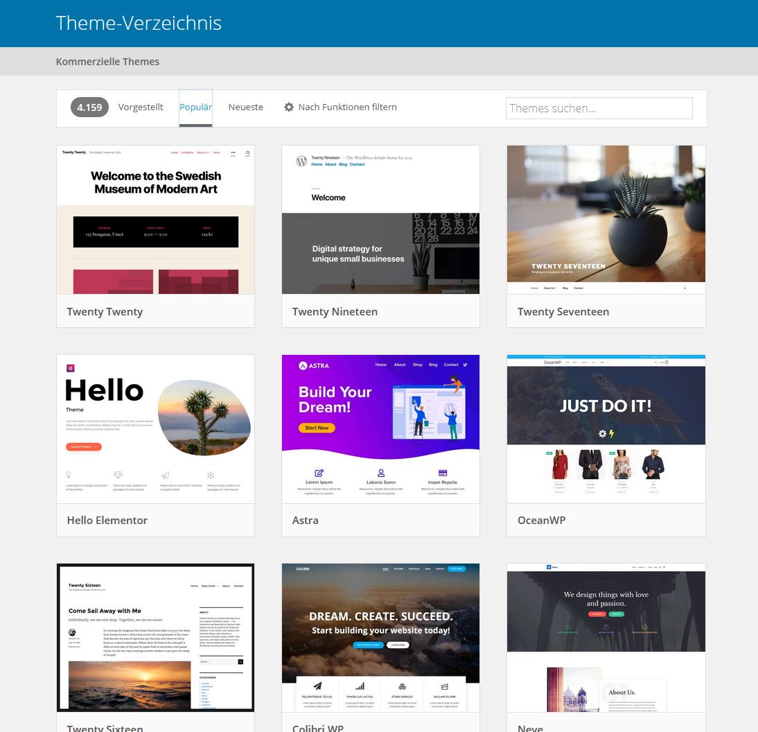 Für WordPress stehen unzählige Themes zur Verfügung