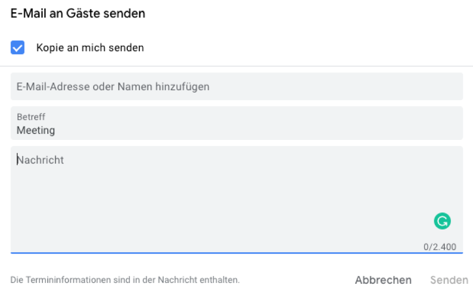 Google Funktionen E mail Gäste