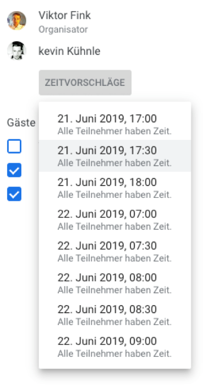 Google Kalender funktionen zeitvorschläge