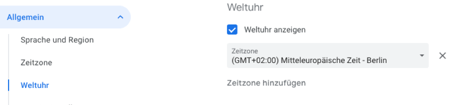 Google kalender funktionen Weltzeituhr